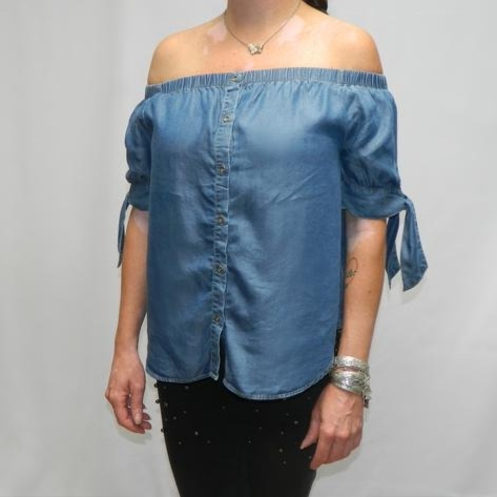 Audrina Off-the-Shoulder Denim Top